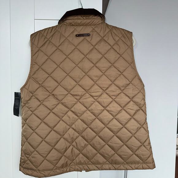 Lauren Ralph Lauren Women’s Classic Camel Corduroy-Trim Quilted Vest, Size L,NWT - Picture 2 of 8